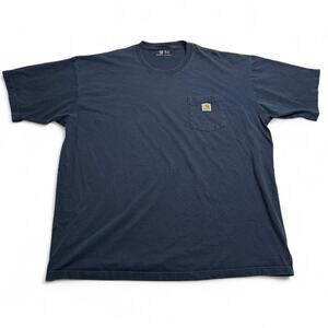 Carhartt Pocket T Shirt Navy Blue 2XL Tall Workwear Big Tall